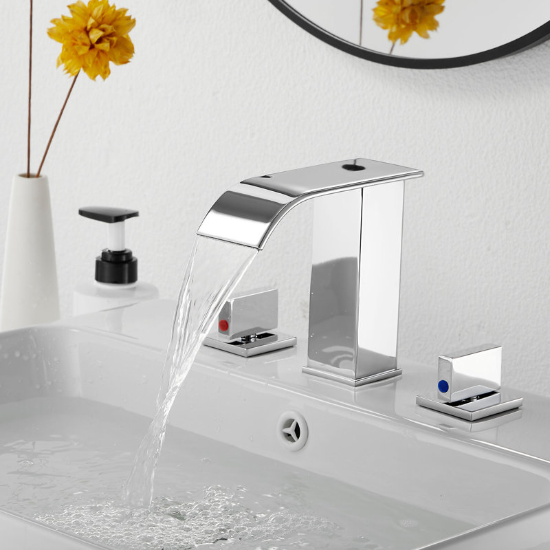 Widespread 2-handle Bathroom Faucet with Drain Assembly, Polished Chrome