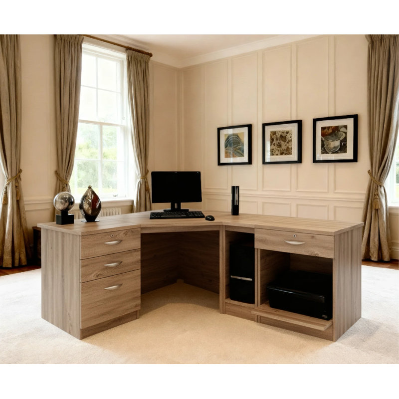Brie L-Shaped Computer Desk, Grey Nebraska