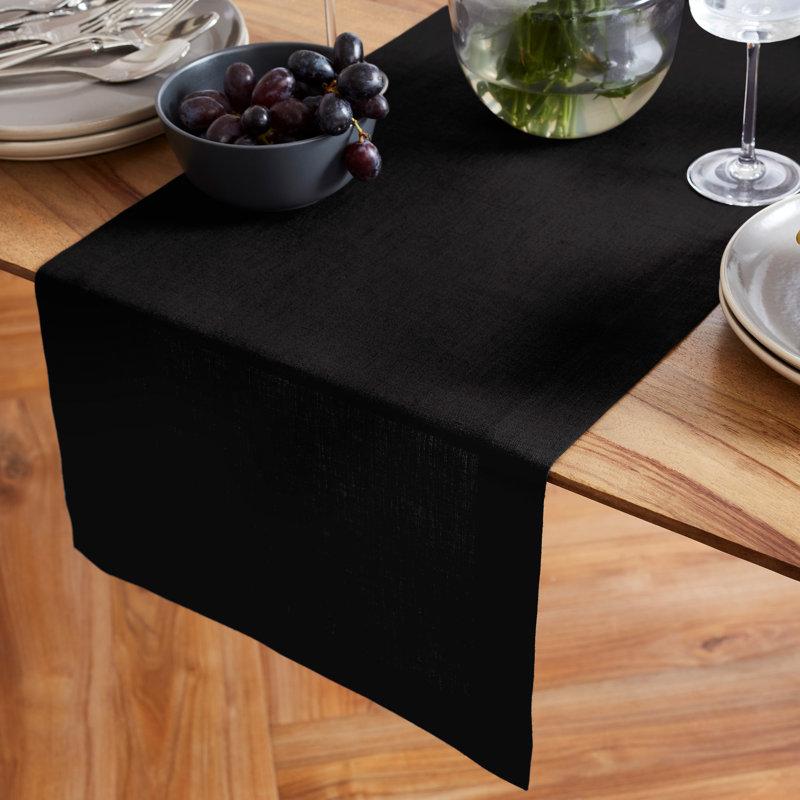 Sonoma - 100% Pure Linen Table Runner (Pre-Washed), Black, 72" x 14"