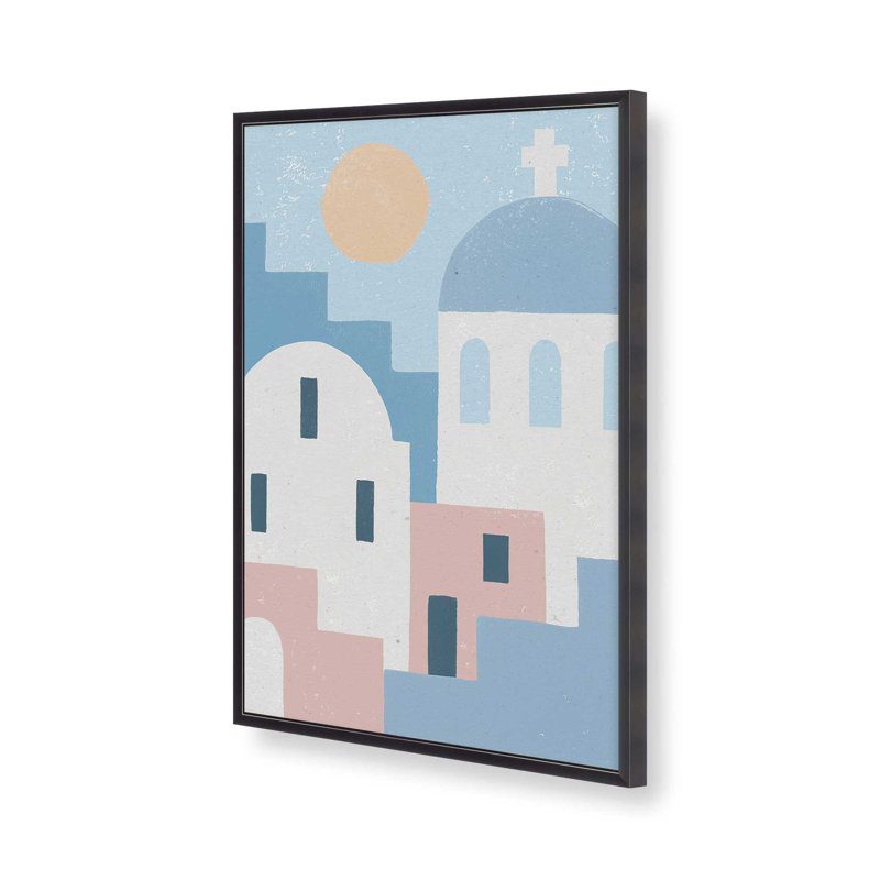 Santorini Sunlit Dreams I Print, Cadre de coin ouvert en zinc patiné, H 15,25 po x l 12,25 po
