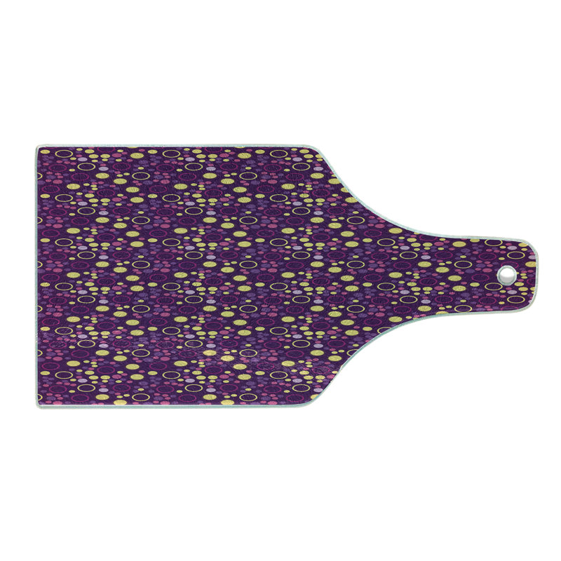 Ambesonne Abstract Tempered Glass Cutting Board Polka Dots and Circles Purple Brown