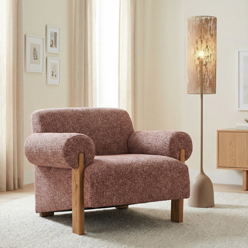  Chaise avec accoudoirs recouverte de cuivre tissé