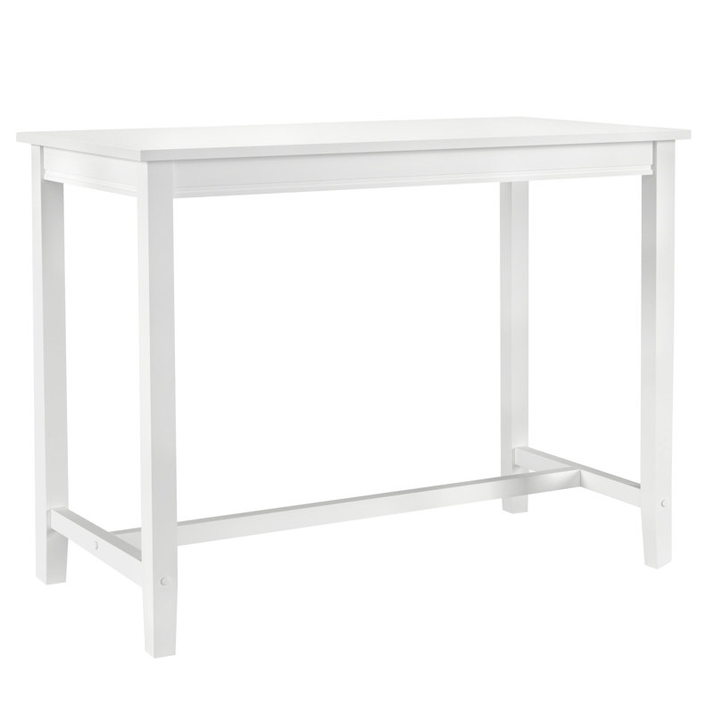 Bartonville Solid Wood Base Pub Table, White, 36" H x 47.25" L x 23.75" W
