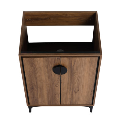 24'' Bathroom Vanity Sinkless Cabinet, Modern Storage With 2 Doors. Engineered Wood Material, -, Easy Maintenance. American Style, Brown, 23.85In*18.28In*32.81In Without Top Sink, Single Soft Closing