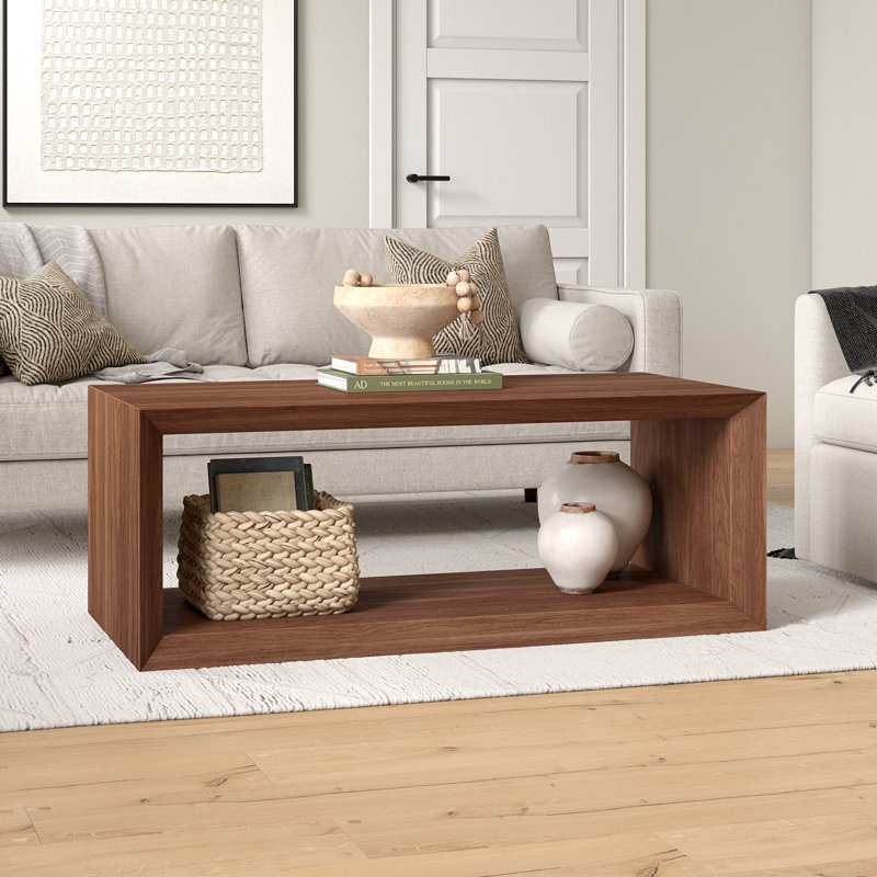 Wander Solid Coffee Table with Storage, 45.72cm H x 147.32cm W x 59.39cm D, Satin Walnut