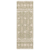 Decklen Micro-Loop Hand Tufted Wool/Cotton Southwestern Rug in Ivory/Green