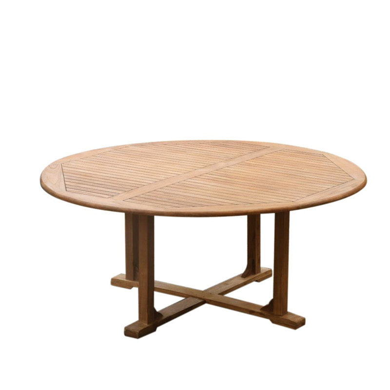 3 Seats 4 Pcs Grade-A Teak Wood Dining Set: 60" Round Table And 3 Devon Armless Chairs #01Dv73, 30.5" H x 60" W, 4