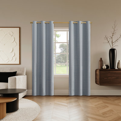 Dresden Slub Detail Magnetic Closure 100% Blackout Grommet Curtain Panel
