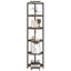 Étagère d'angle, bibliothèque d'angle, étagère de rangement avec cadre en métal, support pour plante, bibliothèque pour le salon, le bureau personnel, la chambre à coucher, brun rustique à 6 niveaux-649089996-649089999