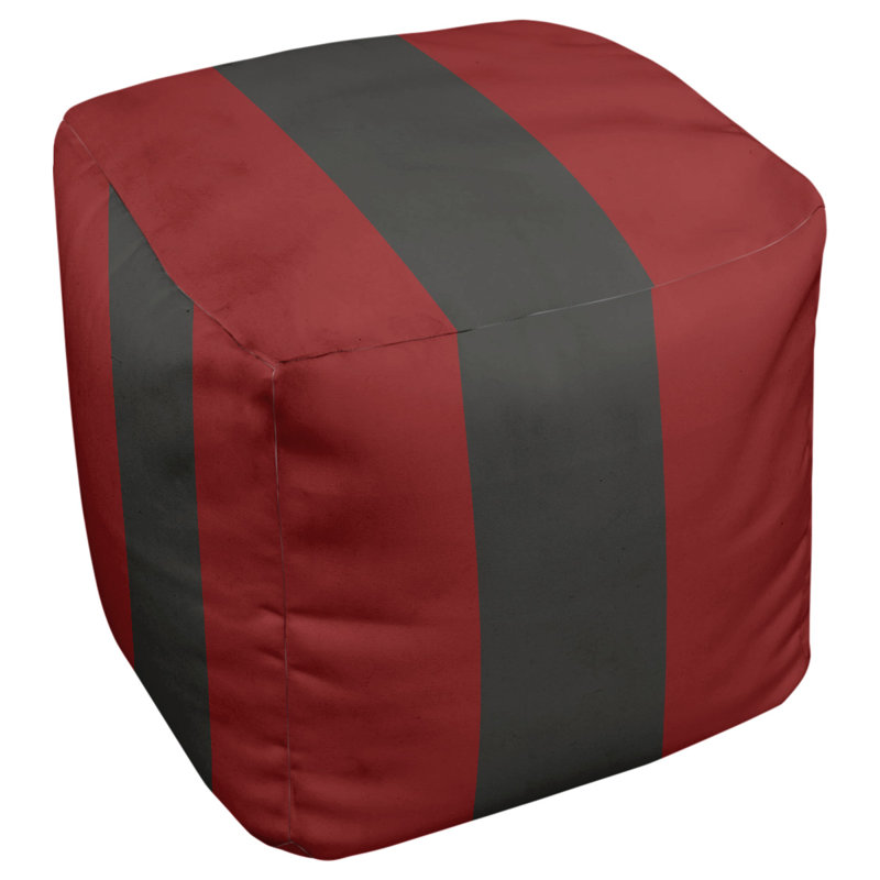 Repose-pieds cube à rayures stanford, Rouge / noir / rouge