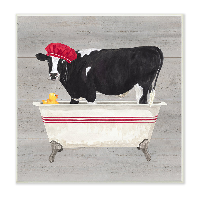 «Bath Time For Cows at Sink» par Tara Reed, reproduction d'art graphique sur toile, H 12 po x l 12 po x P 0,5 po