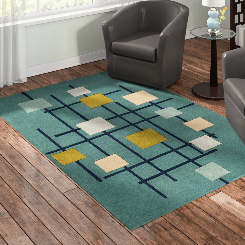 Tapis en laine touffeté à la main à motif géométrique Ayeln, Rectangle 9 pi x 12 pi