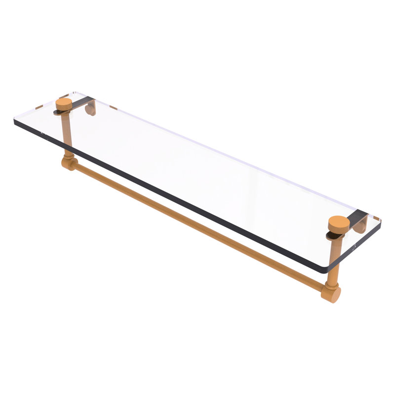 Tablette de meuble-lavabo en verre avec barre à serviettes intégrée NS, H 5 po x l 22 po x P 5 po, Jaune doré