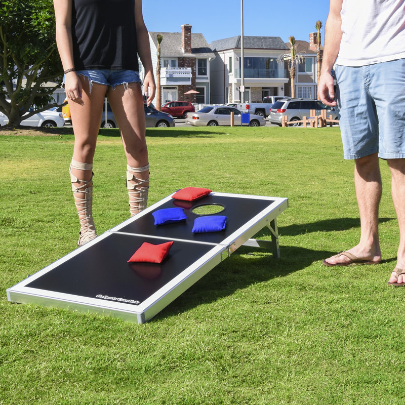 GoSports Cornhole PRO Regulation Size Bean Bag Toss Game Set (Black) - 4 ft x 2 ft
