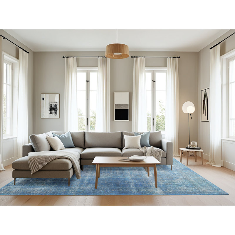 Tapis décoratif bleu cadmar, Rectangle 8 pi x 10 pi