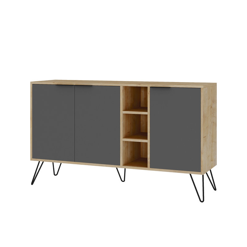Buffet de 55,9 po Jaycee, Anthracite / chêne