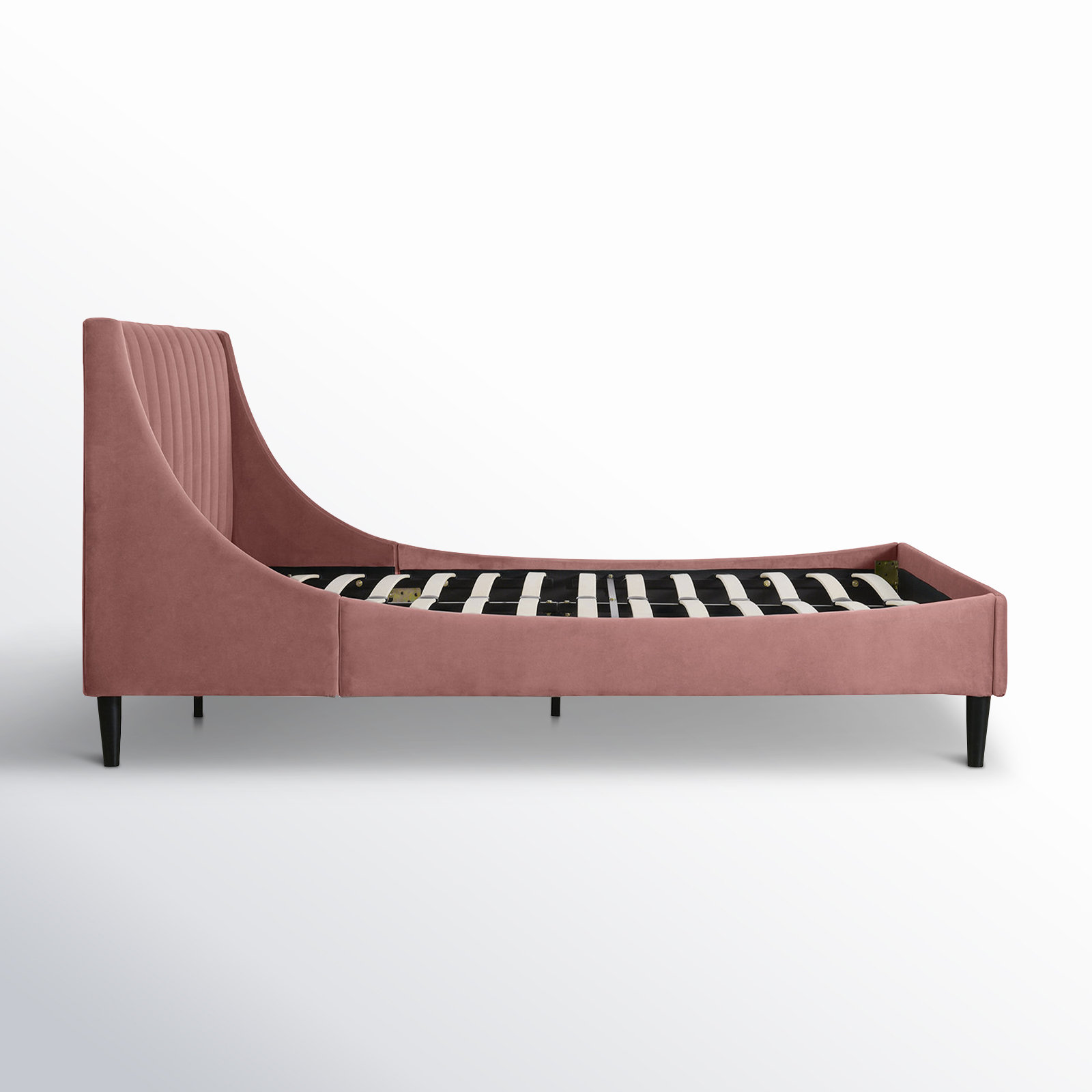 Helaina Velvet Upholstered Wingback Bed, Queen, Ash Rose Velvet