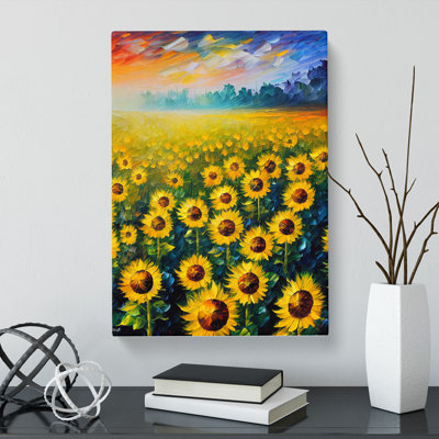 Maratea Sunflower Field Painted - Wrapped Canvas