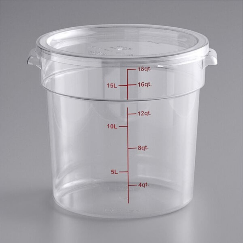 Choix de 18 pintes Contenant alimentaire rond transparent en polycarbonate avec couvercle - sans BPA, homologué NSF, durable et empilable