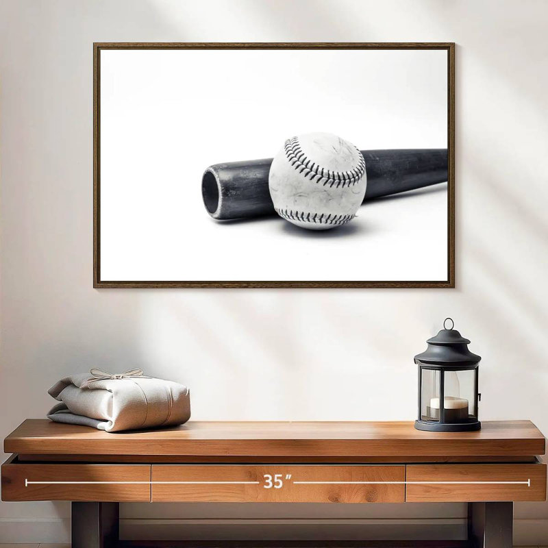 Baseball And Bat, Floating Frame Walnut, 40" X 27"