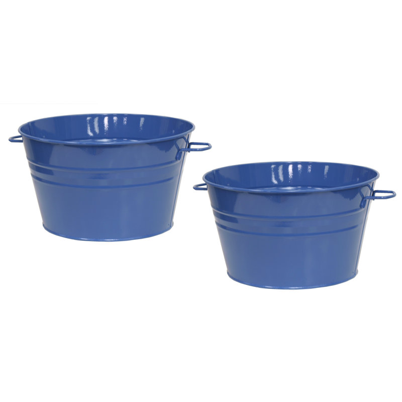 Rozario Metal Pot Planter, Blue, 8.5" H x 13.5" W x 13.5" D