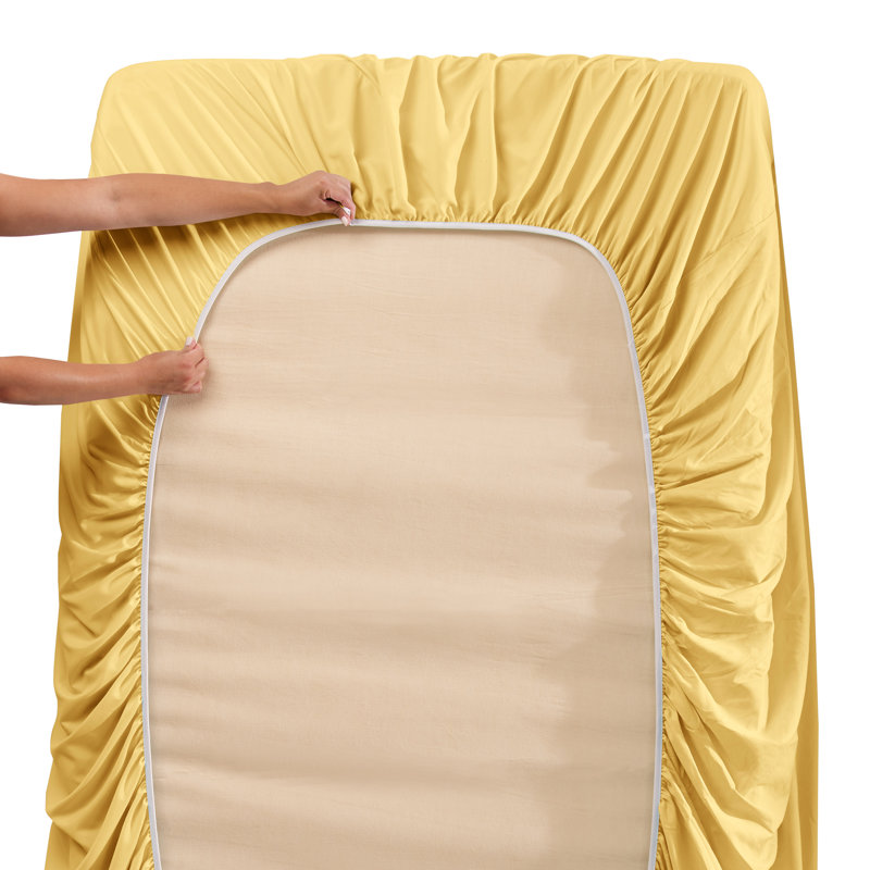 Microfiber Sheet Set, Yellow, Queen Sheet Set + 1 Fitted Sheet + 4 Pillowcases
