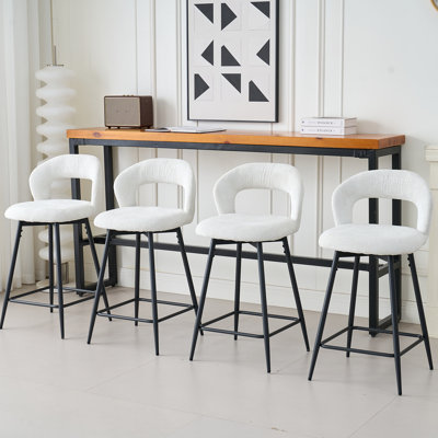 Swivel Upholstered Bar Stool with Iron Frame