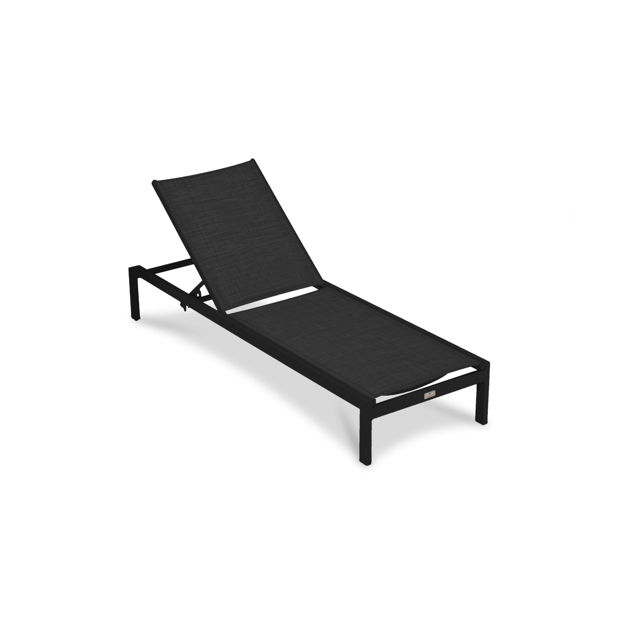 Evelyne 77" Long Reclining Chaise with Table, Black Frame/Black Cushion