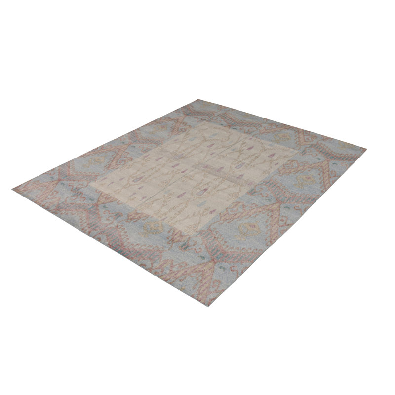 Distressed Homage Hand Knotted Wool Geometric Area Rug, Rectangle 10' x 14'