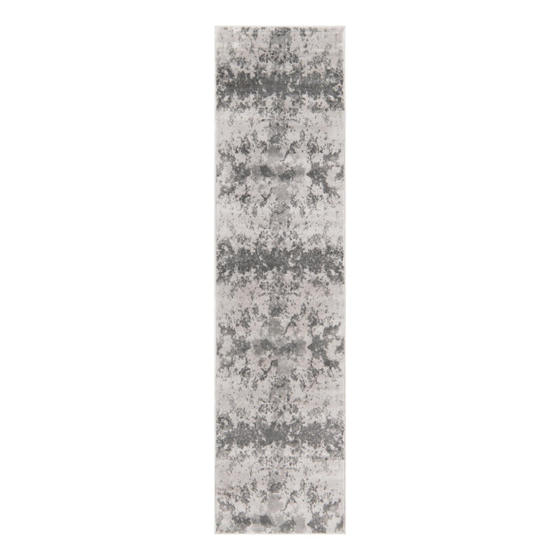 Tapis gris à motif géométrique Brantly, Tapis de couloir 2 pi x 8 pi