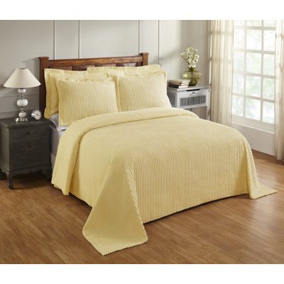100% coton touffeté Jullian - couvre-lit à rayures classiques, literie douce et confortable pour toutes les saisons, couvre-lit lavable à la machine