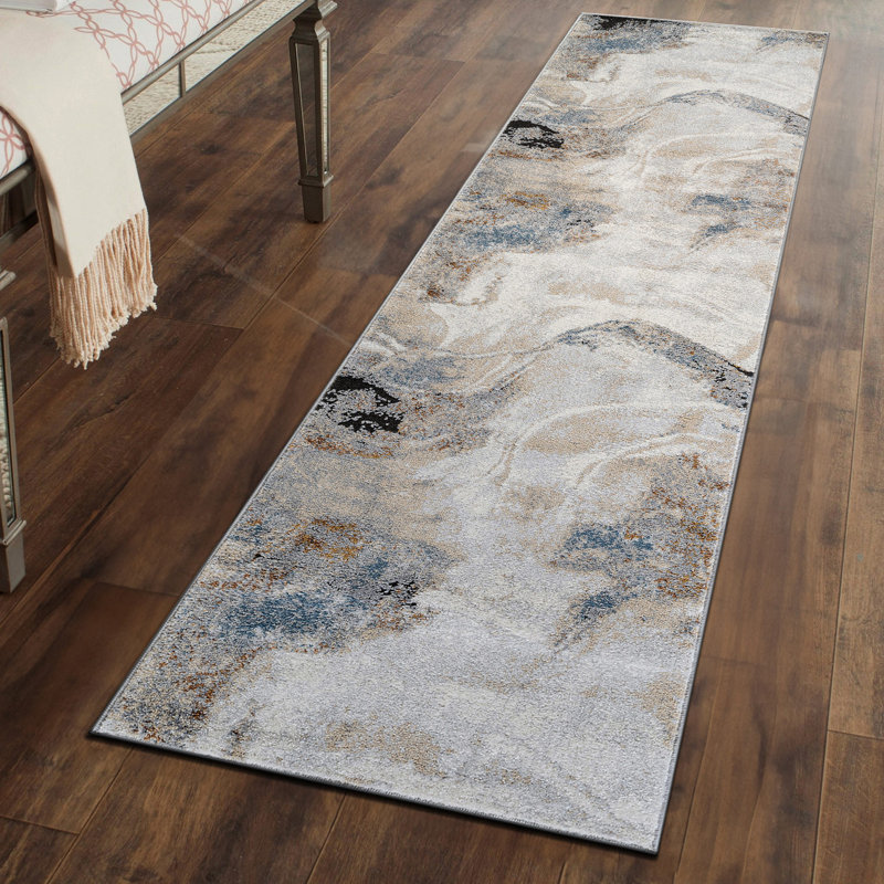 Desert Drift Beige Area Rug – Abstract Pattern, Easy To Clean, Runner 2'2" x 6'