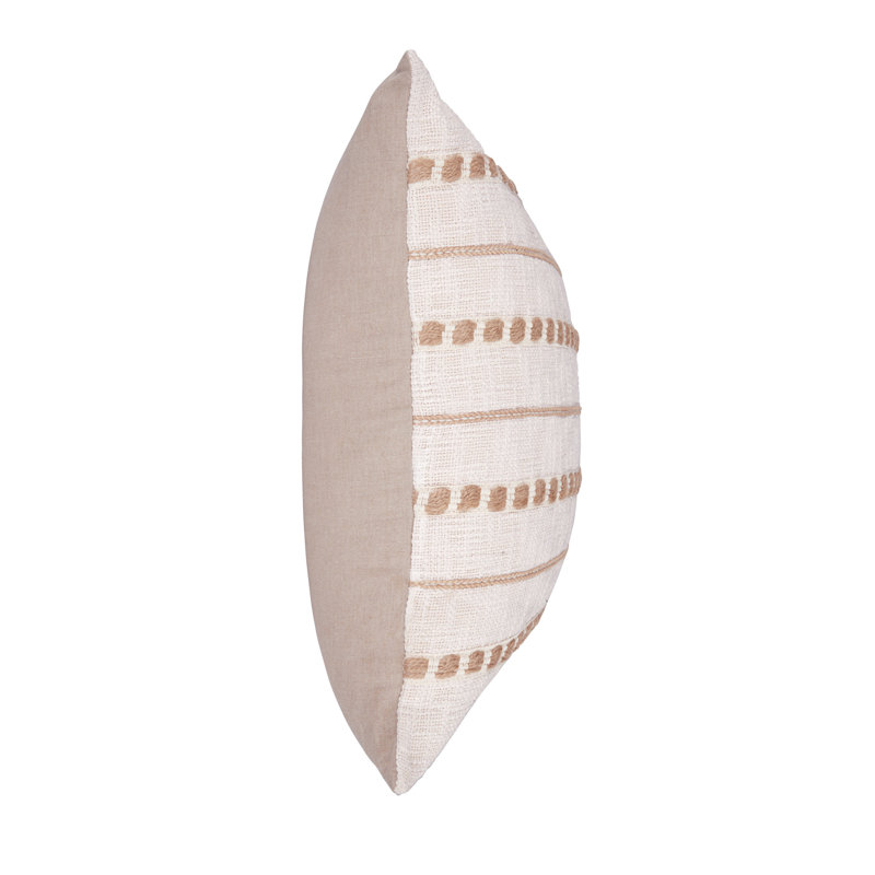 Lago 22" Cotton Weav Throw Pillow , Ivory/Natural