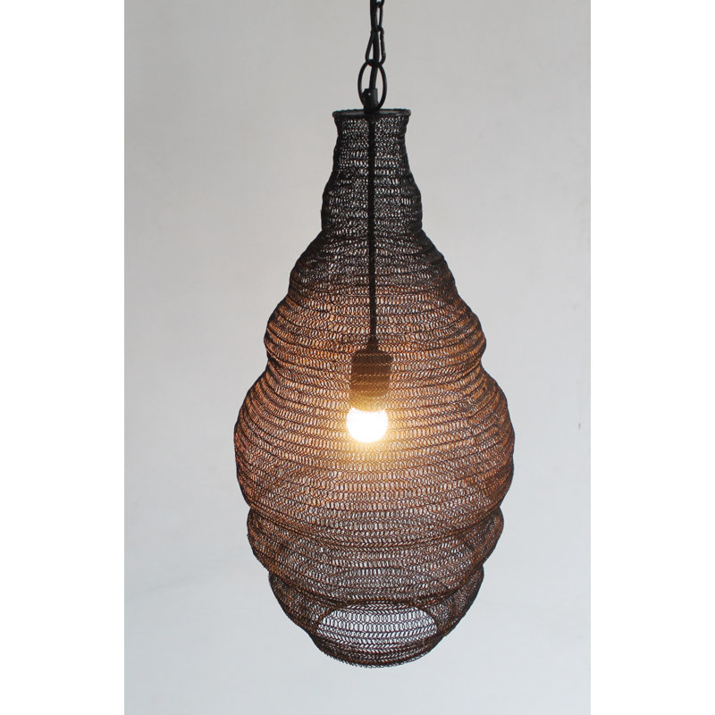 Luminaire suspendu panier 1 lumière Transitional, Noir satiné, H 84 po x l 12 po x P 12 po