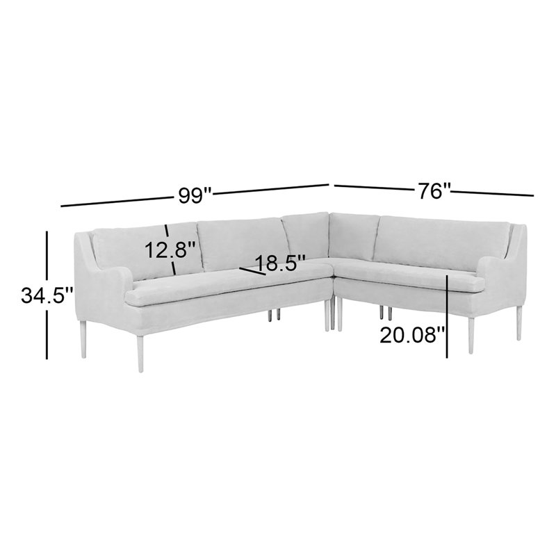 Aurelia Modular 3-Piece Slipcover Sectional, 34.5" H x 99" W x 76" D, Right Hand Facing, Broadway Olive Linen