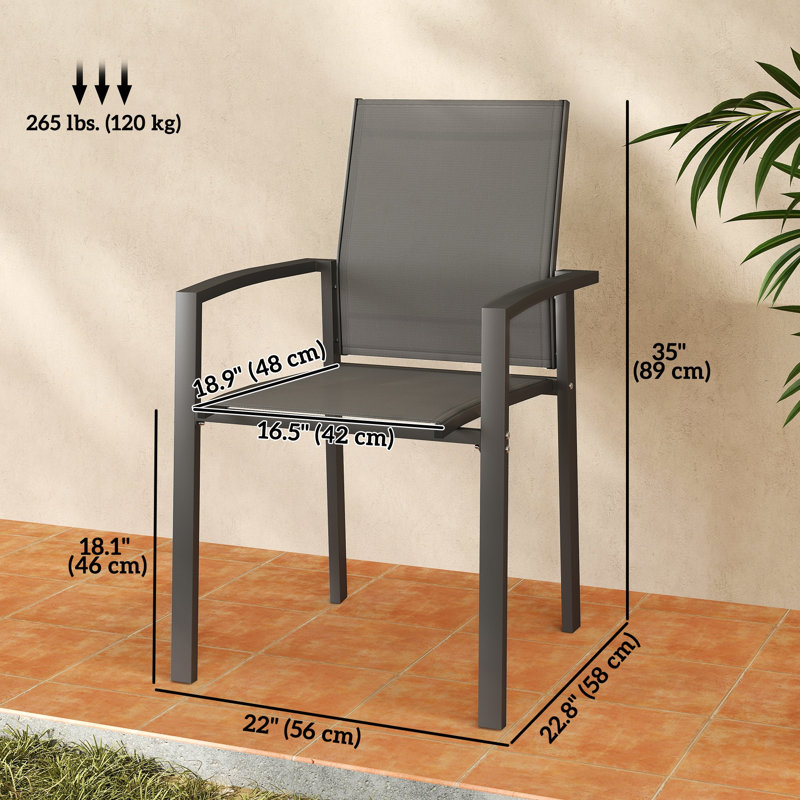 Ensemble de 2 chaises de jardin d'extérieur, chaises de patio empilables