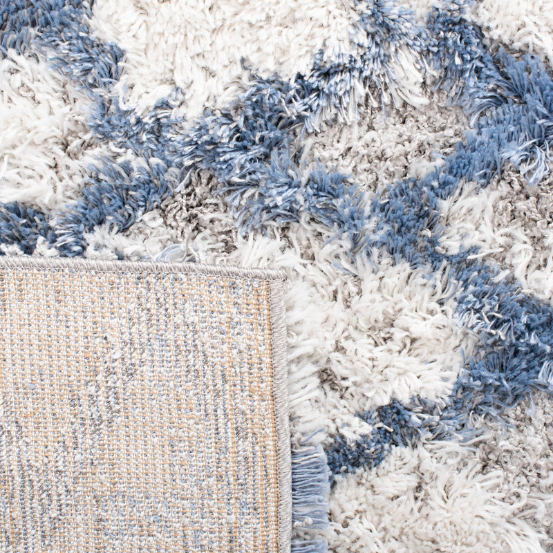 Castiglione Abstract Ivory/Blue Area Rug, Rectangle 6' x 9'