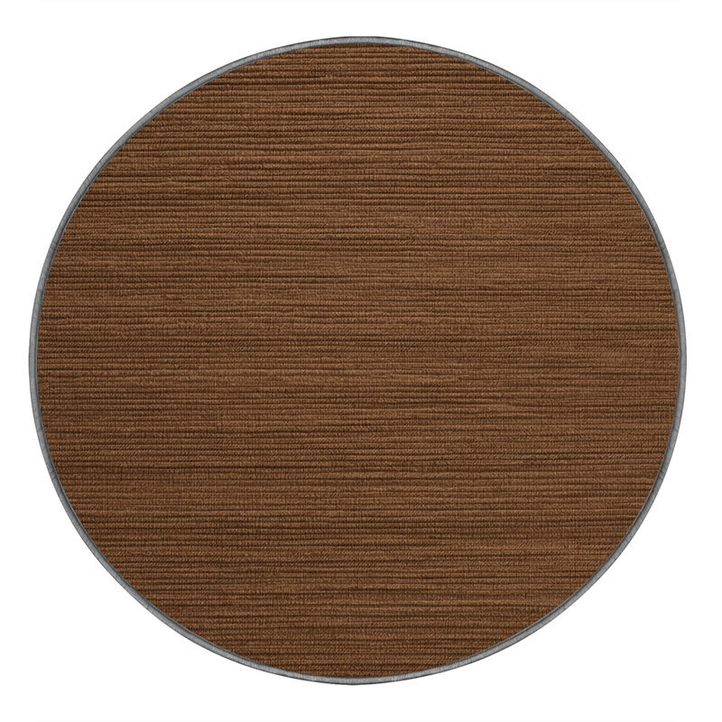 Machine Washable Solid Brown Area Rug, Round 3'