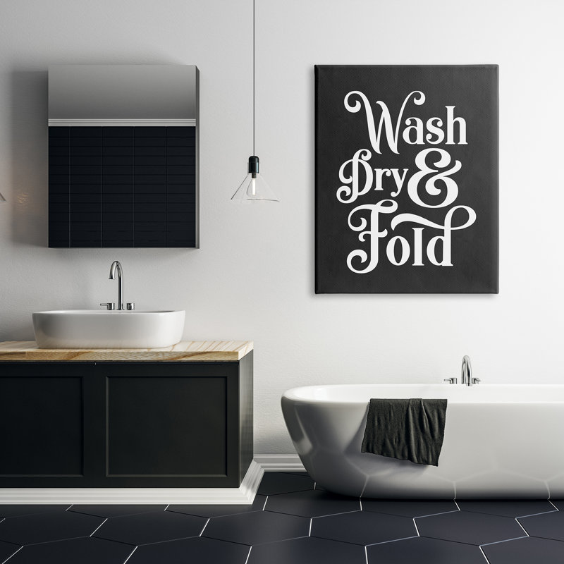 «Wash Dry and Fold Vintage Minimal Laundry» par Lettred and Lined - Art textuel, H 48 po x l 36 po, Toile tendue