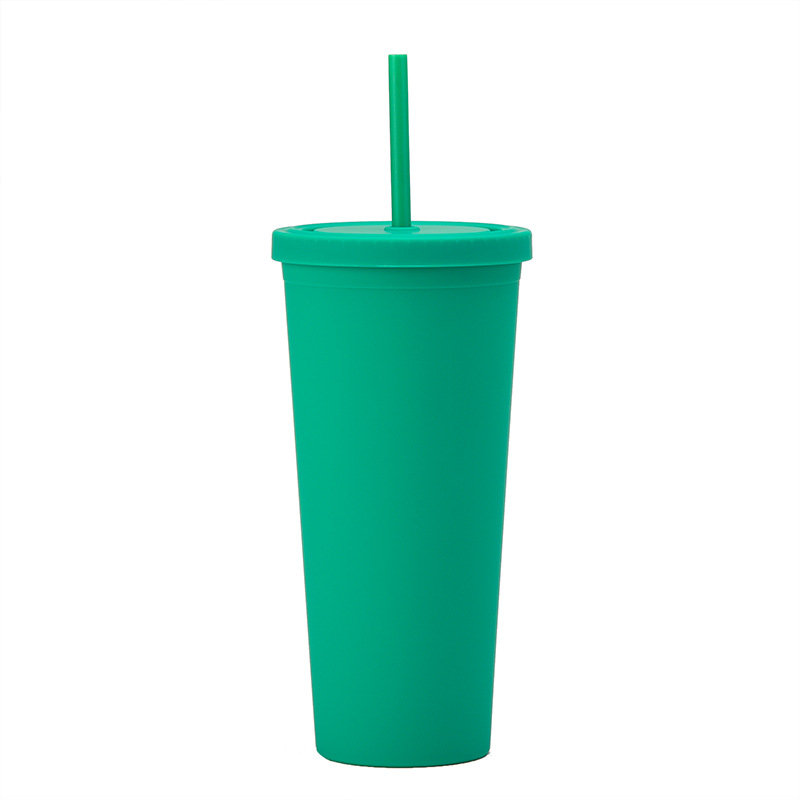 Ventray Essential Ginnie Cup avec couvercle et paille, 700 ml / 26 oz à double paroi, Vert