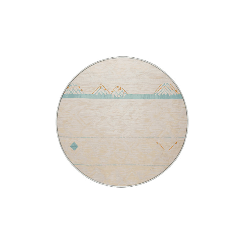 Machine Washable Beige Area Rug, Round 3'