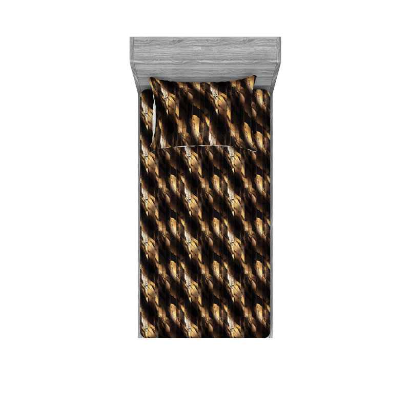 Ensemble de draps et taies décoratives Ambesonne, Ensemble de draps pour lit simple avec 1 taie d'or