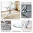 36" Round Glass Dining Set, Modern Cross Stainless Steel Base and 4 Velvet Upholstered Dining Chairs-412114647-412114664