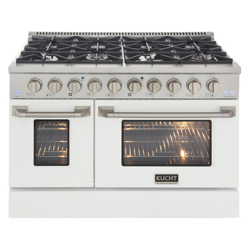 Kucht 48'' W Dual Fuel Range, White, Liquid Propane