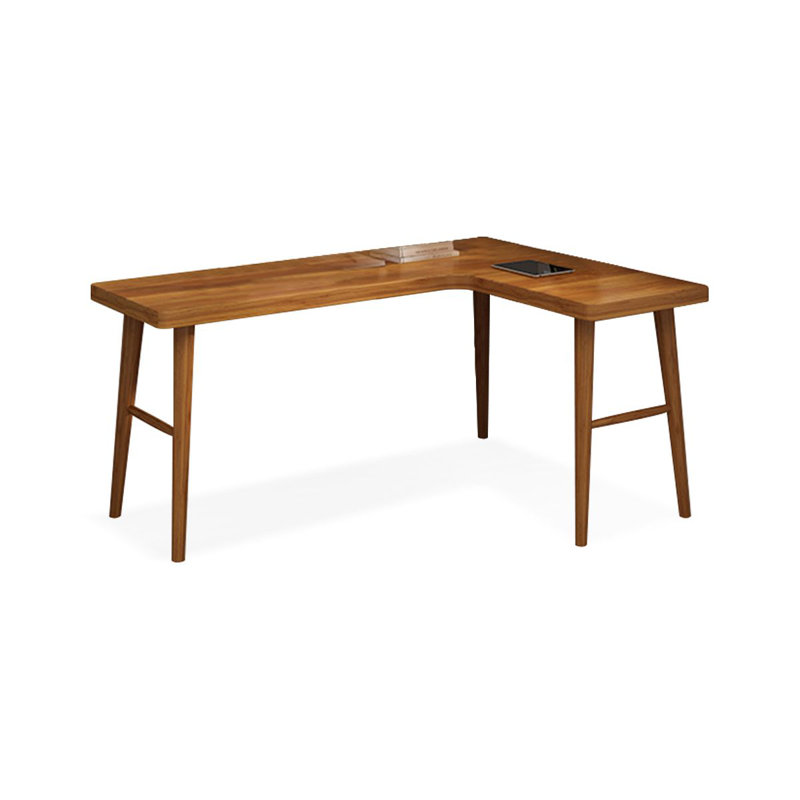 Rosewood L-Shaped Solid Wood desks, Right Hand Return, 29.53" H x 70.87" W x 47.24" D