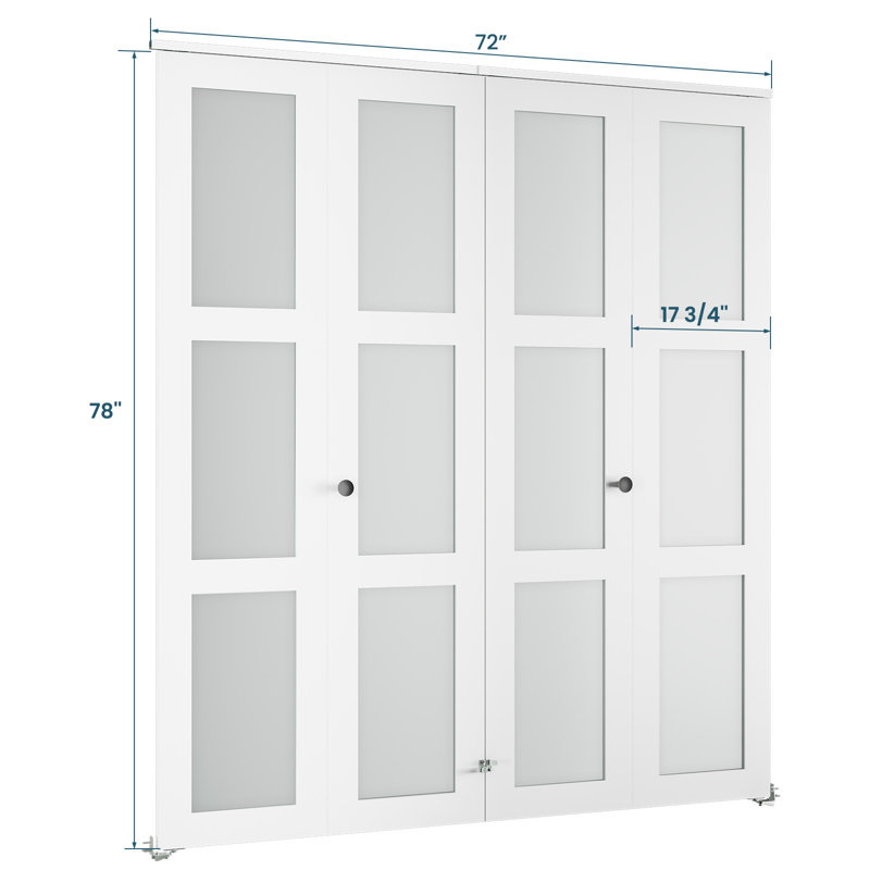 Portes pliantes en verre givré double à 3 plis de 78 po de hauteur pour ouverture de porte de 80 po avec quincaillerie d'installation