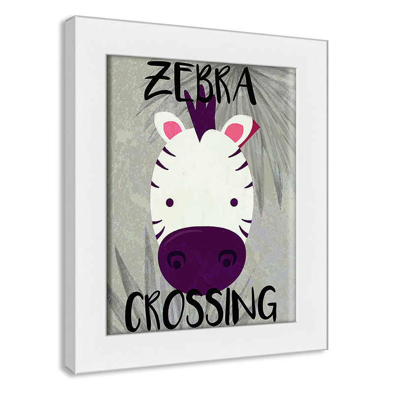 Impression sur papier Zebra Crossing, H 14 po x l 10 po x P 0,6 po, Encadré plat blanc