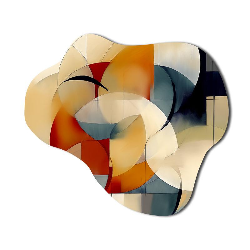 Exploration des motifs abstraits I - décoration murale géométrique asymétrique en métal, impression d'art en métal nuage orange