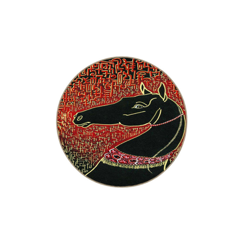 Tapis décoratif à motif animal de cheval lavable à la machine, Sous-tapis rond 3 pi 3 po inclus