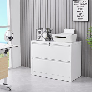 Metal File Cabinet with Two Drawers White - Brightroom™